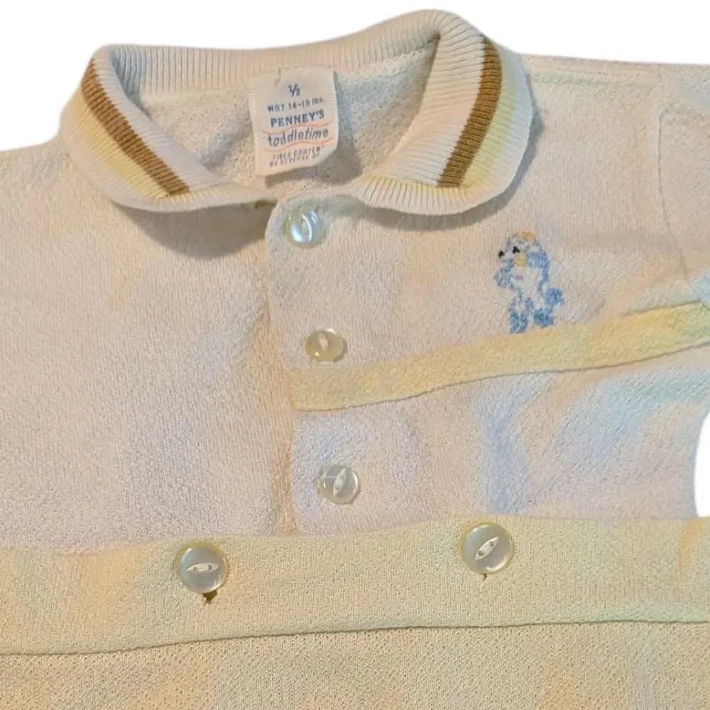 Vintage‎ 60s 70s Infant Embroidered Yellow White 2 Piece Outfit SunSet JCPenney
